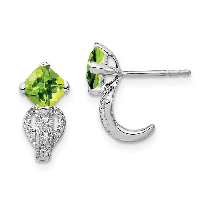 Earrings Goldia Solid 14k White Gold Simulated Peridot and CZ Earrings