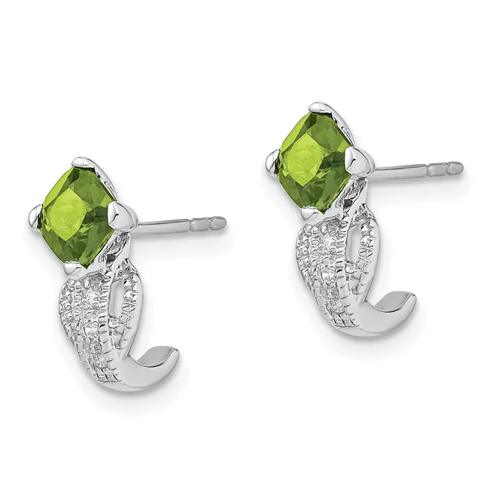 Earrings Goldia Solid 14k White Gold Simulated Peridot and CZ Earrings