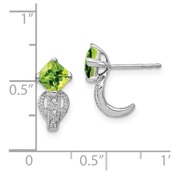 Earrings Goldia Solid 14k White Gold Simulated Peridot and CZ Earrings
