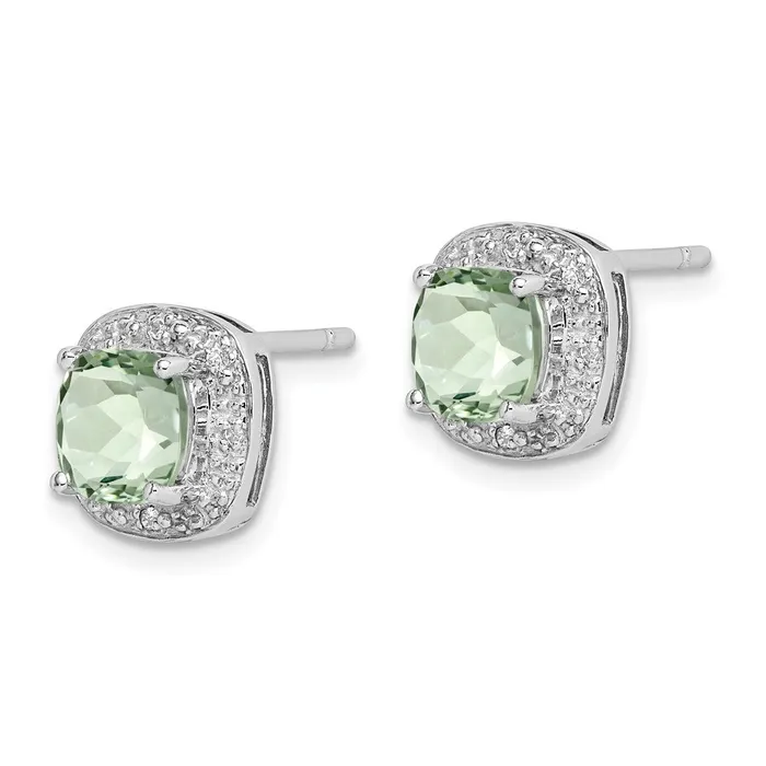 Earrings Goldia Sterling Silver Rhodiumplated Green Quartz and Diamond Earrings