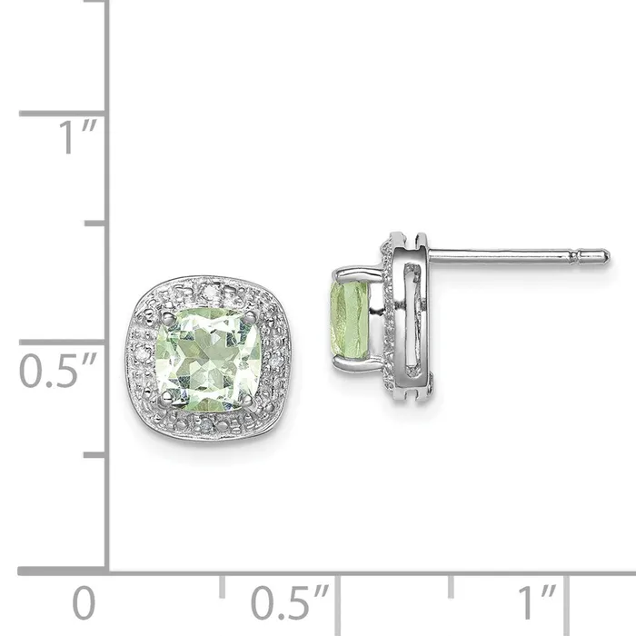 Earrings Goldia Sterling Silver Rhodiumplated Green Quartz and Diamond Earrings