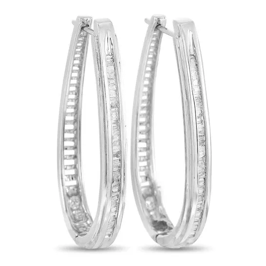 Earrings JMS always Original LB Exclusive 14k White Gold 050 ct Diamond Hoop Earrings Earrings JMS always Original LB Exclusive 14k White Gold 050 ct Diamond Hoop Earrings