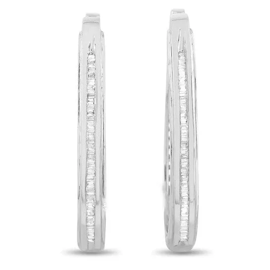 Earrings JMS always Original LB Exclusive 14k White Gold 050 ct Diamond Hoop Earrings