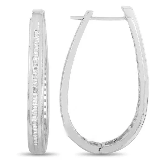Earrings JMS always Original LB Exclusive 14k White Gold 050 ct Diamond Hoop Earrings
