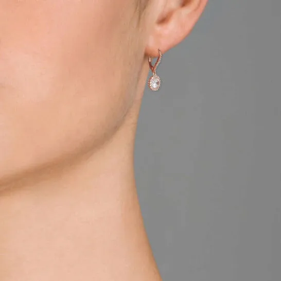 Earrings Original Megan Walford 925 Sterling Silver Rose Gold Plated Cubic Zirconia Round Dangling Earrings JMS always Earrings Original Megan Walford 925 Sterling Silver Rose Gold Plated Cubic Zirconia Round Dangling Earrings JMS always