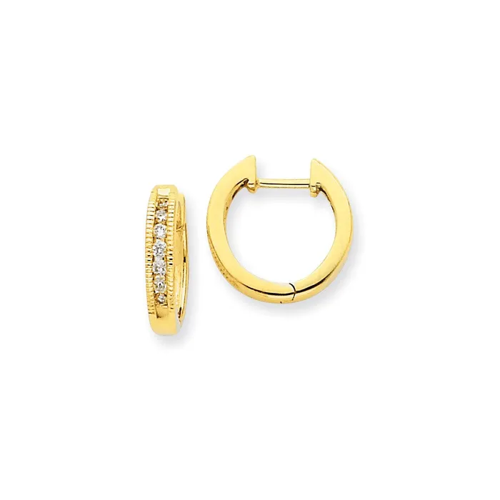 Earrings Solid 14k Yellow Gold Simulated CZ Hoop Earrings Goldia