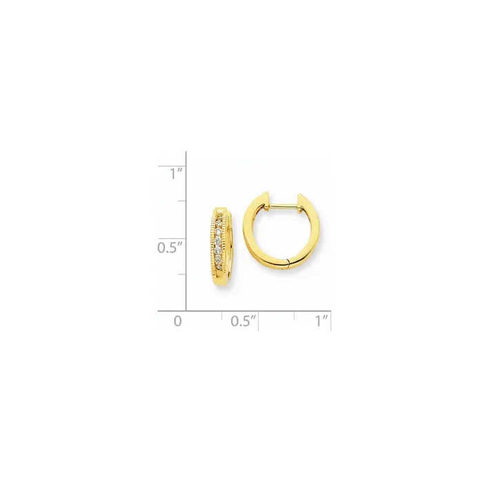 Earrings Solid 14k Yellow Gold Simulated CZ Hoop Earrings Goldia