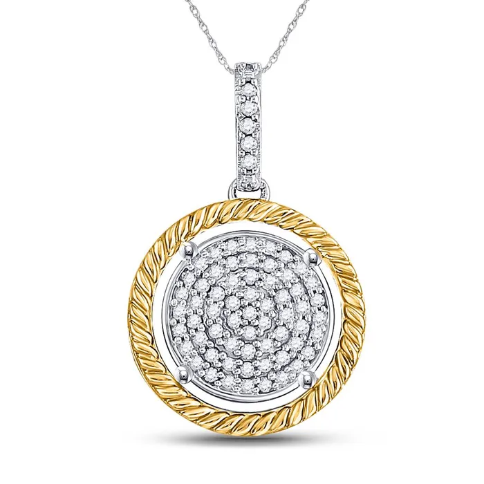 gndatlanta 10k Twotone Gold Round Diamond Circle Pendant 112 Cttw Rings