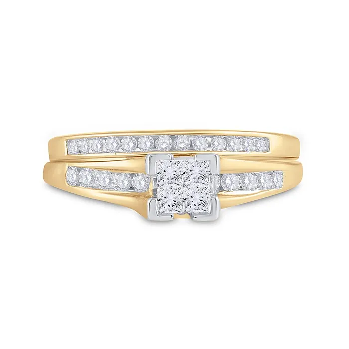 gndatlanta 10k Yellow Gold Princess Diamond Bridal Wedding Ring Set 12 Cttw Rings