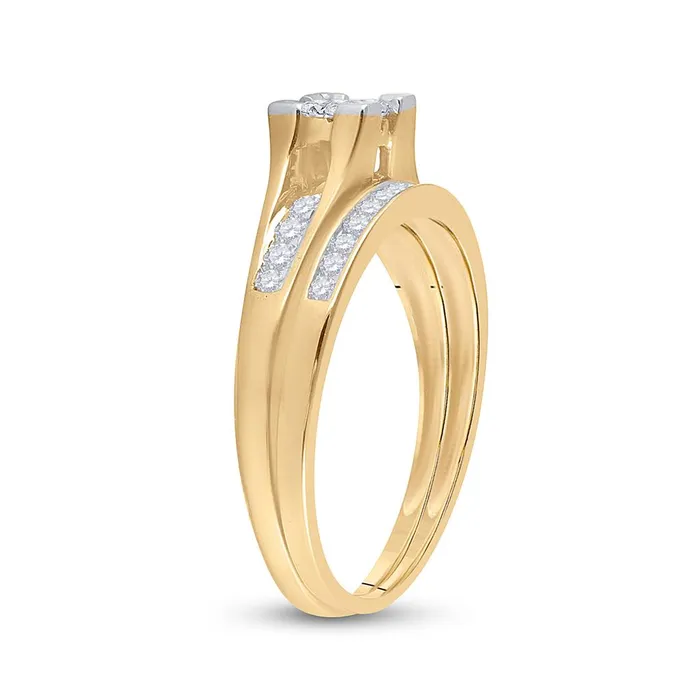 gndatlanta 10k Yellow Gold Princess Diamond Bridal Wedding Ring Set 12 Cttw Rings