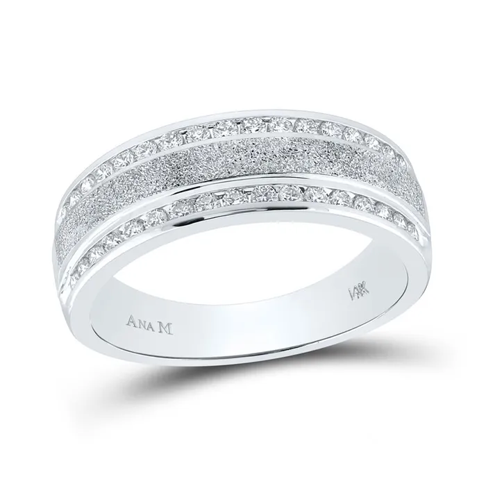 gndatlanta 14k White Gold Round Diamond Grecco Wedding Anniversary Band 12 Cttw Rings
