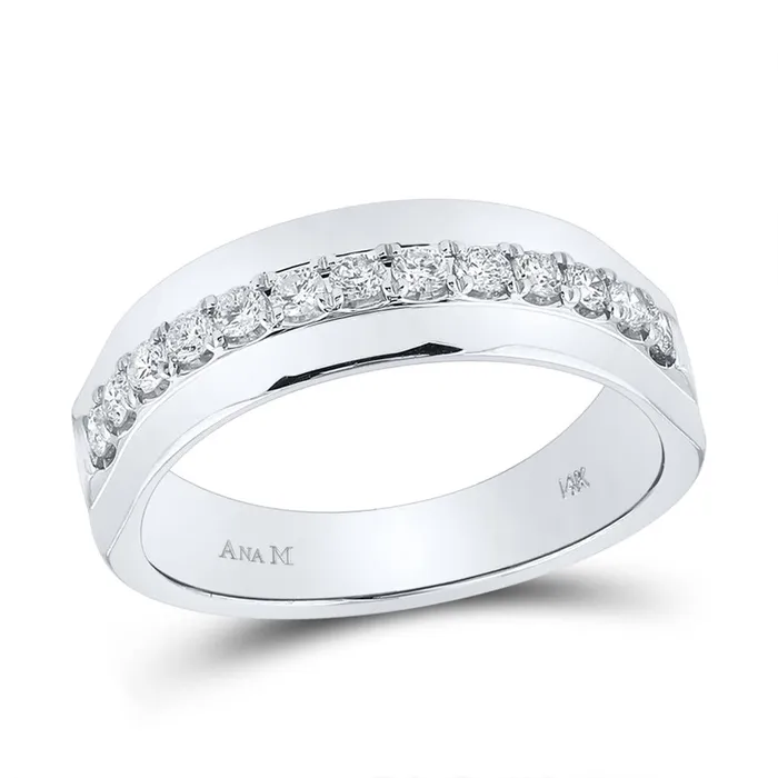 gndatlanta 14k White Gold Round Diamond Wedding Single Row Band Ring 12 Cttw Rings gndatlanta 14k White Gold Round Diamond Wedding Single Row Band Ring 12 Cttw Rings