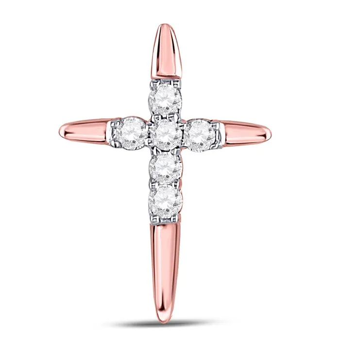 gndatlanta Necklaces 10k Rose Gold Round Diamond Religious Cross Pendant 110 Cttw gndatlanta Necklaces 10k Rose Gold Round Diamond Religious Cross Pendant 110 Cttw