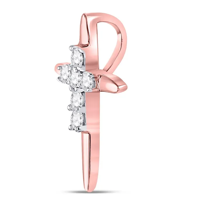 gndatlanta Necklaces 10k Rose Gold Round Diamond Religious Cross Pendant 110 Cttw
