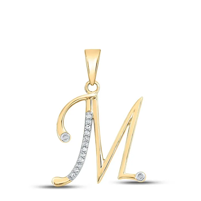 gndatlanta Necklaces 10k Yellow Gold Round Diamond M Initial Letter Pendant 120 Cttw gndatlanta Necklaces 10k Yellow Gold Round Diamond M Initial Letter Pendant 120 Cttw