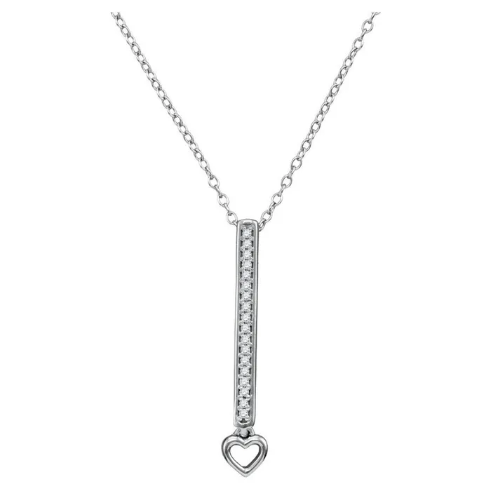 gndatlanta Necklaces 14k White Gold Round Diamond Vertical Bar Heart Necklace 112 Cttw gndatlanta Necklaces 14k White Gold Round Diamond Vertical Bar Heart Necklace 112 Cttw