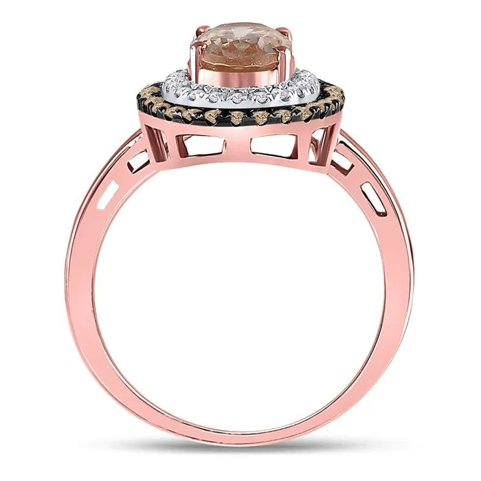 gndatlanta Rings 10k Rose Gold Oval Morganite Solitaire Diamond Fashion Ring 112 Cttw