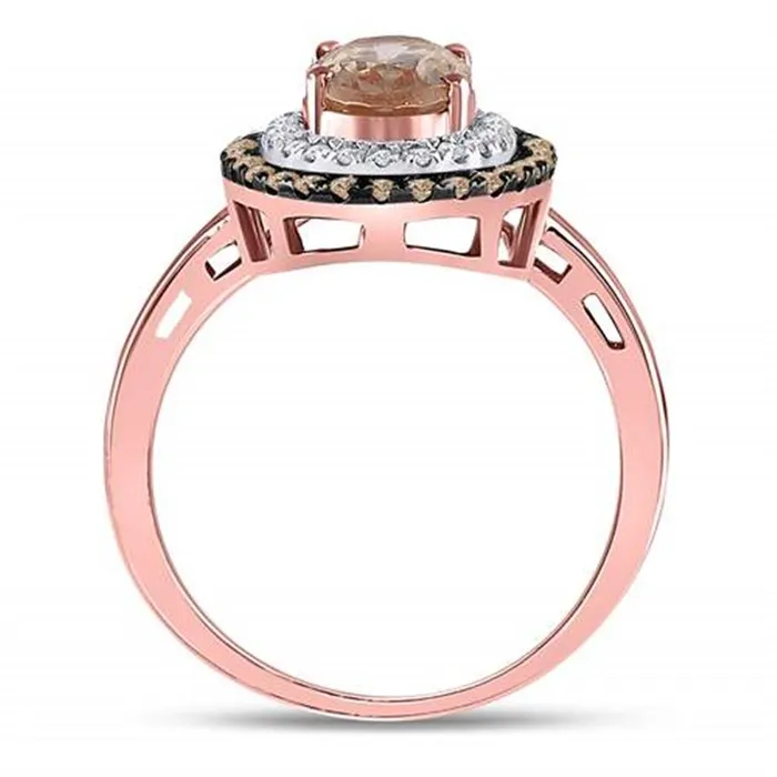 gndatlanta Rings 10k Rose Gold Oval Morganite Solitaire Diamond Fashion Ring 112 Cttw