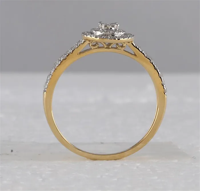 gndatlanta Rings 10k Yellow Gold Round Diamond Halo Cluster Ring 38 Cttw