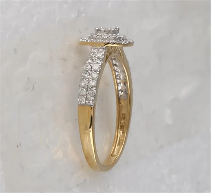gndatlanta Rings 10k Yellow Gold Round Diamond Halo Cluster Ring 38 Cttw