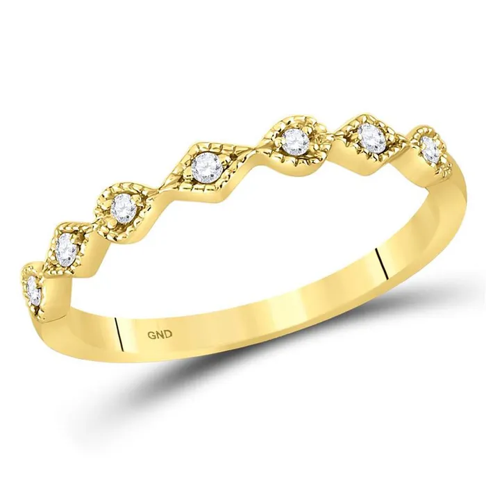 gndatlanta Rings 10k Yellow Gold Round Diamond Stackable Band Ring 110 Cttw