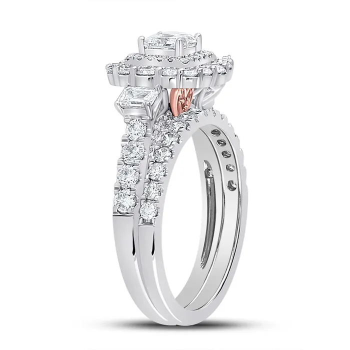 gndatlanta Rings 14k Twotone Gold Princess Diamond Bridal Wedding Ring Set 2 Cttw Certified