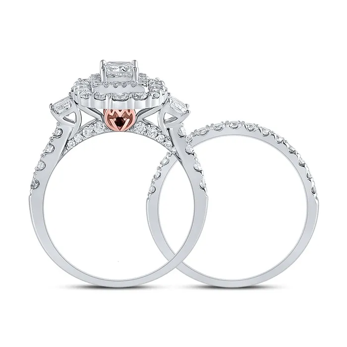 gndatlanta Rings 14k Twotone Gold Princess Diamond Bridal Wedding Ring Set 2 Cttw Certified