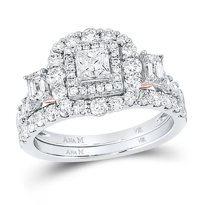 gndatlanta Rings 14k Twotone Gold Princess Diamond Bridal Wedding Ring Set 2 Cttw Certified