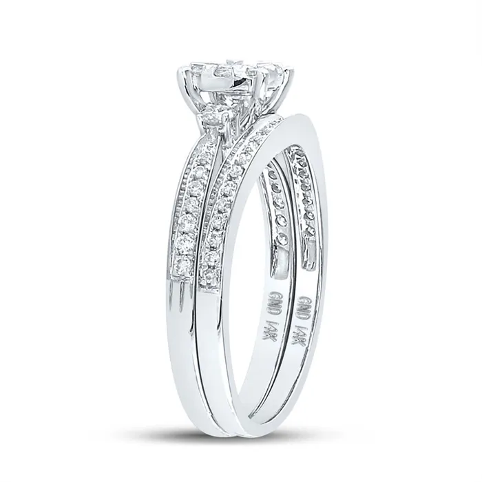 gndatlanta Rings 14k White Gold Diamond Princess Bridal Wedding Ring Set 58 Cttw