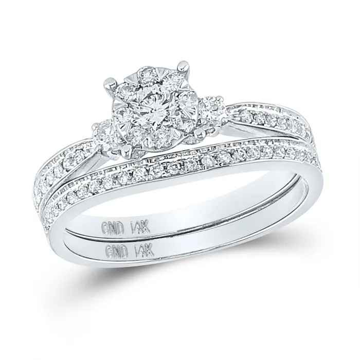gndatlanta Rings 14k White Gold Diamond Princess Bridal Wedding Ring Set 58 Cttw