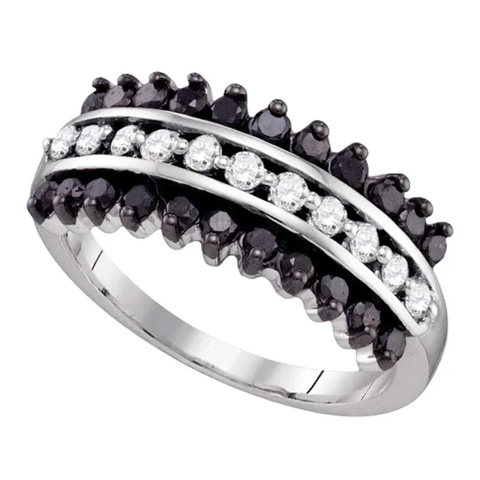 gndatlanta Rings 14k White Gold Round Black Diamond Band Ring 78 Cttw