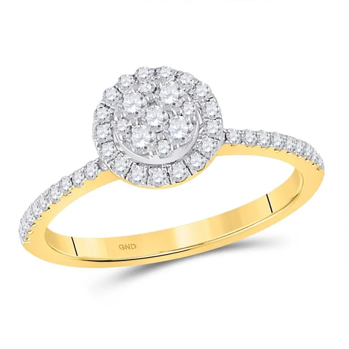 gndatlanta Rings 14k Yellow Gold Round Diamond Circle Cluster Ring 12 Cttw gndatlanta Rings 14k Yellow Gold Round Diamond Circle Cluster Ring 12 Cttw