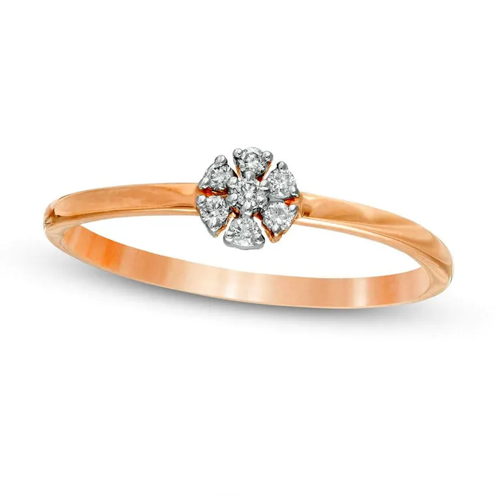 Goldia 007 CT TW Natural Diamond Pinwheel Promise Ring in Solid 10K Rose Gold Rings Goldia 007 CT TW Natural Diamond Pinwheel Promise Ring in Solid 10K Rose Gold Rings