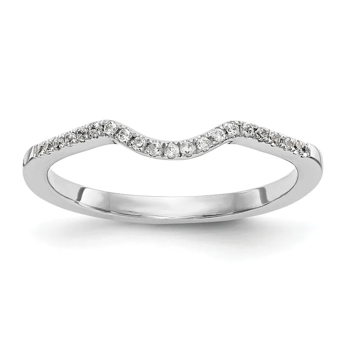 Goldia 010ct CZ Solid Real 14K White Gold Wedding Band Ring Rings
