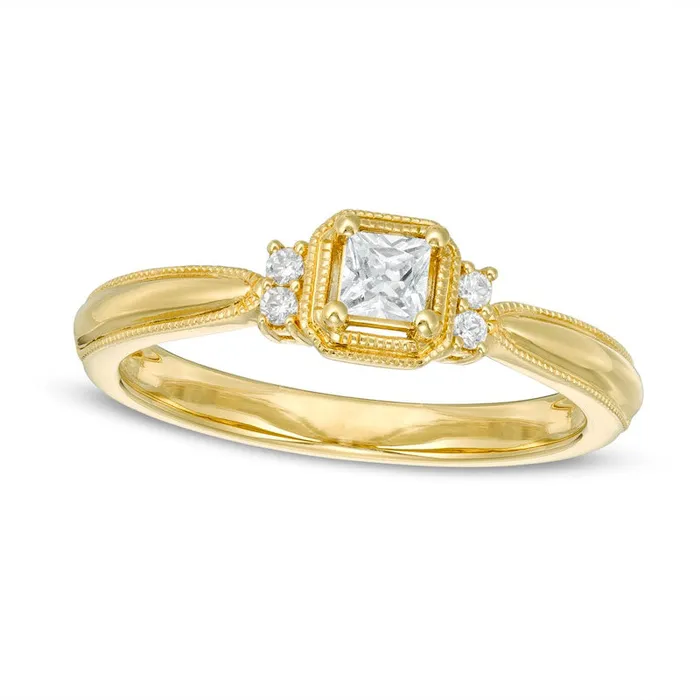 Goldia 025 CT TW PrincessCut Natural Diamond Collar Promise Ring in Solid 10K Yellow Gold Rings Goldia 025 CT TW PrincessCut Natural Diamond Collar Promise Ring in Solid 10K Yellow Gold Rings