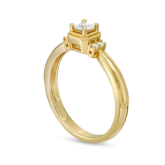 Goldia 025 CT TW PrincessCut Natural Diamond Collar Promise Ring in Solid 10K Yellow Gold Rings Goldia 025 CT TW PrincessCut Natural Diamond Collar Promise Ring in Solid 10K Yellow Gold Rings