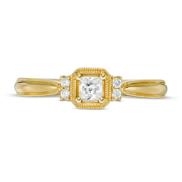 Goldia 025 CT TW PrincessCut Natural Diamond Collar Promise Ring in Solid 10K Yellow Gold Rings Goldia 025 CT TW PrincessCut Natural Diamond Collar Promise Ring in Solid 10K Yellow Gold Rings