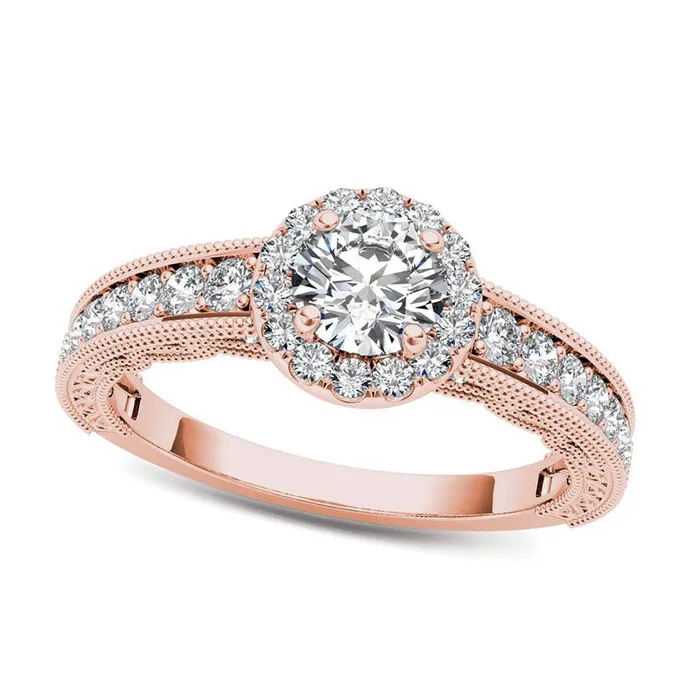 Goldia 10 CT TW Natural Diamond Frame Antique VintageStyle Engagement Ring in Solid 14K Rose Gold Rings Goldia 10 CT TW Natural Diamond Frame Antique VintageStyle Engagement Ring in Solid 14K Rose Gold Rings