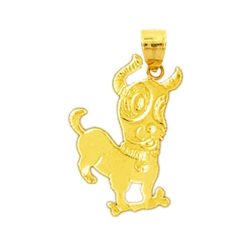 Goldia 14K Gold Dog with Bone Charm Charm Necklaces