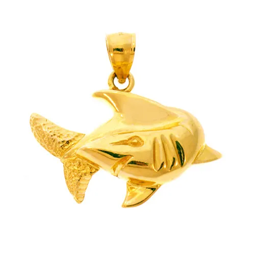 Goldia 14K Gold Swirling Shark Pendant Necklaces