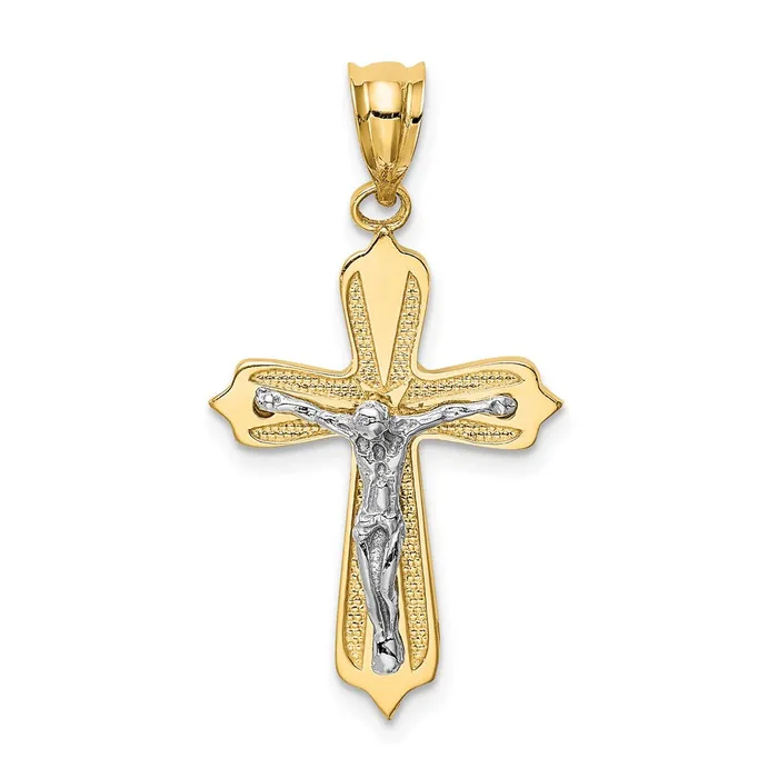 Goldia 14k Twotone Gold Crucifix Pendant Rings