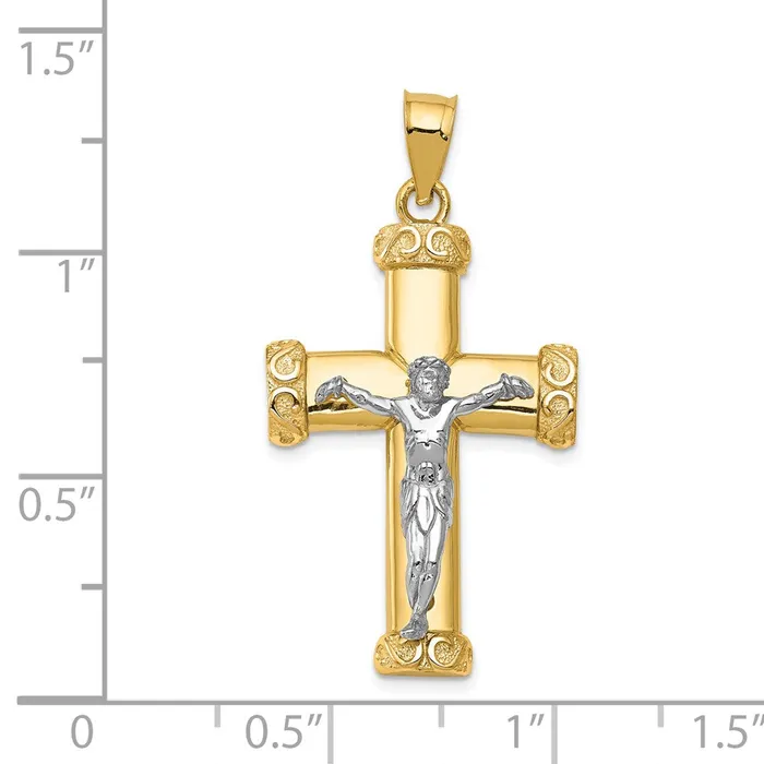 Goldia 14k Twotone Gold Crucifix Pendant Rings