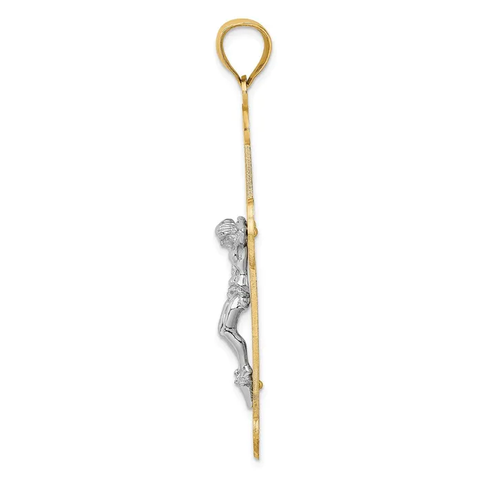 Goldia 14k Twotone Gold Engraved Crucifix Charm Rings