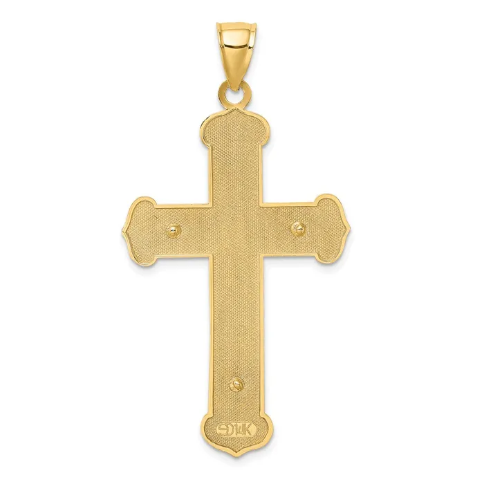 Goldia 14k Twotone Gold Engraved Crucifix Charm Rings