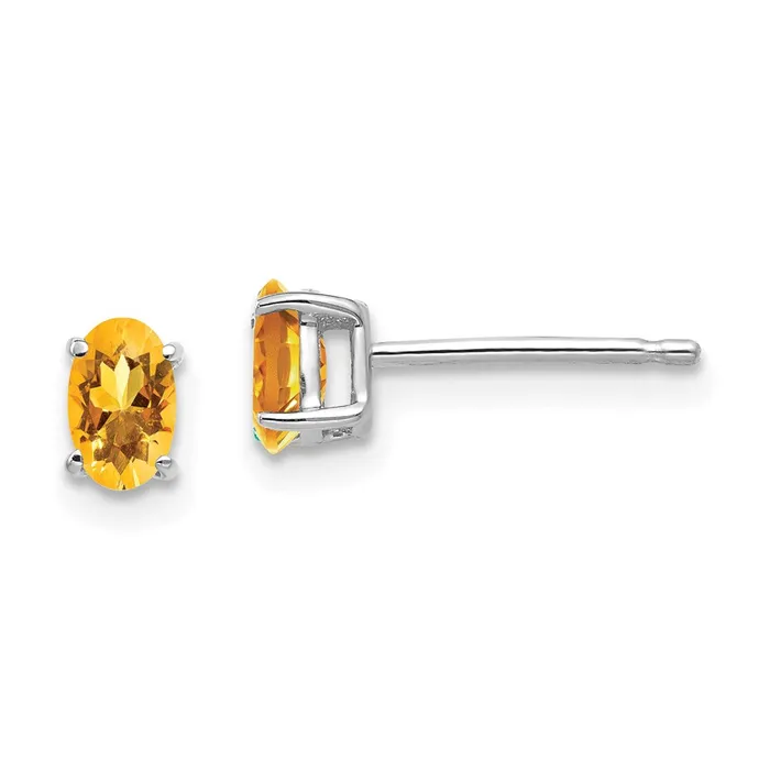 Goldia 14k White Gold 5x3mm Oval Citrine Earrings Earrings
