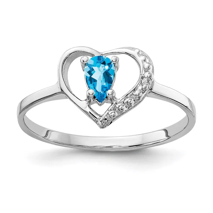Goldia 14k White Gold 5x3mm Pear Blue Topaz A Real Diamond ring Rings