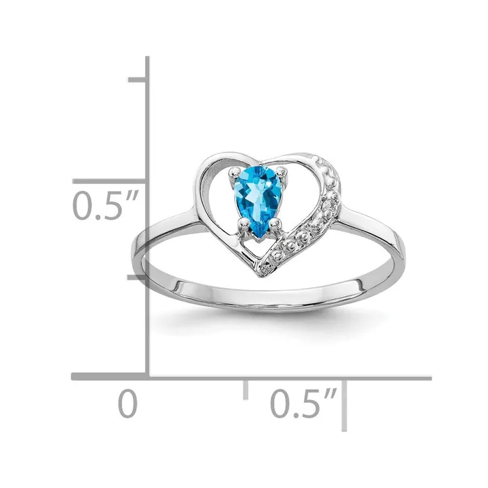 Goldia 14k White Gold 5x3mm Pear Blue Topaz A Real Diamond ring Rings