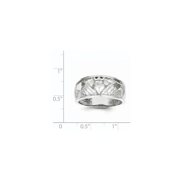 Goldia 14k White Gold Mens Claddagh Band Rings