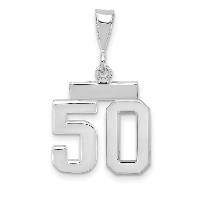 Goldia 14k White Goldw Small Polished Number 50 Charm Charm Necklaces