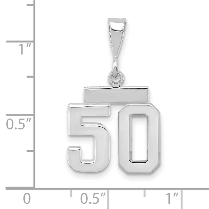 Goldia 14k White Goldw Small Polished Number 50 Charm Charm Necklaces